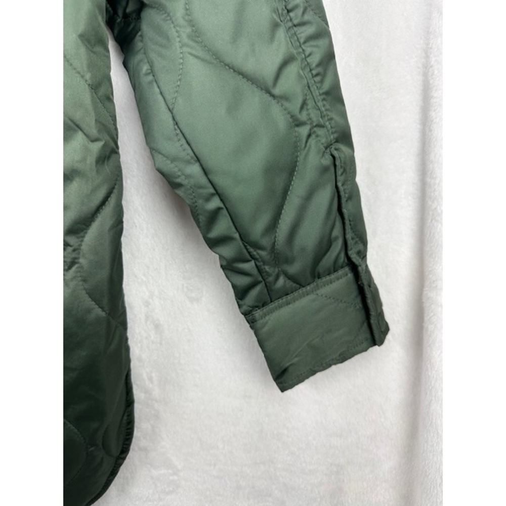 1 Sunset‎ Lane Quilted Puffer Jacket Womens S Dark Green Zip Snap Pockets Winter - Picture 6 of 13
